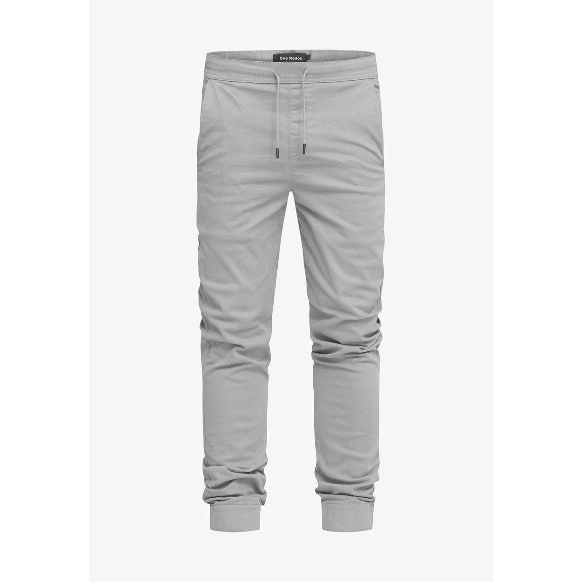 One Redox ORFORLI Men's Light Grey Tapered Chinos with Elastic Waistband